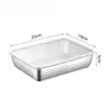 Plato Cuadrado de Acero Inoxidable con Tapa Rectangular Caja Conservadora de Frescura Plato para Platos Fríos Caja para Encurtidos Tiramisú Plato Toalla Multiusos