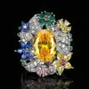 Anillos de Joyería, Accesorios, Anillos Abiertos con Piedra Preciosa Verde Pavo Real Brillante, Moda de Alta Gama, Lujo Ligero, Estilo Vintage para Mujer, Venta al por Mayor
