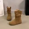Zapatos Otoño Invierno Botas de Moda Adelgazantes Botines Bajos Mujer 2026 Birkenstock Wasteland Estilo Occidental Diseño Retro Sentido Apilados Estatura Baja