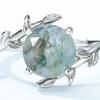Anillo de ágata acuática de plata S925 con nuevos productos transfronterizos de 2023, anillo de piedra de musgo verde para mujer, estilo europeo y americano de lujo ligero