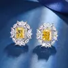 Otoño e invierno nuevo joyería Huabi diamante de alto carbono corte flor de hielo diamante amarillo incrustación de cobre traje de alta moda 10*12-6*8