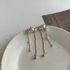 Aretes de pin de plata S925 de temperamento coreano para mujer con perla de nube y borla larga, estilo ins, dulces, versátiles, venta al por mayor