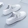 Zapatos Blancos Zapatos de Mujer Atuendo de Verano Sin Tacón Sandalias de Moda y Chanclas