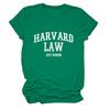 Amazon Ebay Estación Independiente Cómoda Casual Mujer Harvard Law Solo Cuello Redondo Camiseta de Manga Corta al Mayoreo