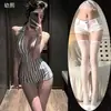 Lencería sexy con escote en V profundo, espalda descubierta, estampado de rayas, entrepierna abierta, deseo puro, ajustado al cuerpo, body de una pieza fácil de quitar para mujer