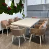 Combinação de Mesa e Cadeira para Exterior Jardim Pátio Terraço Ar Livre Mesa e Cadeira para Exterior Cadeira de Rattan Liga de Alumínio Madeira Plástica Mesa Redonda
