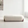 Banco de Descanso Moderno Simples com Design de Pernas de Madeira Maciça, Banco de Fim de Cama para Quarto, Banco para Trocar Sapatos na Sala de Estar, Banco Longo de Tecido Leve de Luxo