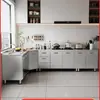 Gabinete de cocina integrado de acero inoxidable 304 para uso doméstico, estufa integrada, gabinete de almacenamiento simple para apartamentos rurales pequeños