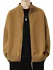 Suéter de punto cárdigan con cuello alto para hombre, nuevo estilo otoño e invierno, holgado, simple, color liso, casual, estilo relajado, chaqueta versátil de moda
