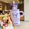 Termo de Paja Kuromi Sanrio para Niños, Taza de Agua Portátil con Popote para Niñas, Estudiantes de Primaria para Ir a la Escuela