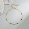 Pulseira de Diamante Quadrado Esmeralda para Mulheres, Pedra Verde Vintage, Design de Nicho, Luxo Leve, Simples, Estilo Quente 2023, Versátil para Outono e Inverno
