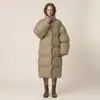 Nueva Chaqueta de Plumón Cálida de Color Puro Versátil para Invierno 2025 Larga hasta la Rodilla Gruesa Ropa Exterior para Mujer