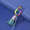 Llavero Corto Grueso con Borla Estilo Xizang, Hebilla de Anillo Degradada, Accesorio Decorativo Versátil de Moda Colorido para Bolso DIY
