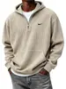 Moletom com Zíper Novo para Homem Amazon Transfronteiriço Casual Listrado Estilo Americano Esportivo com Estampa Jaqueta com Capuz