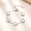 Novo Popular Europeu e Americano Trevo de Quatro Folhas Cinco Pétalas Pulseira de Aço Titânio Luz Luxo Alta Qualidade Feminina Não Desbota Pulseira Joias da Moda