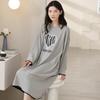 Camisón de Algodón Puro para Mujer de Manga Larga Lindo de Dibujos Animados para Estar en Casa Dulce Vestido Midi Estudiantes Otoño Ropa para Estar en Casa Pijamas 2024