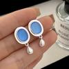 Pendientes Geométricos Bicolor con Forma de Gota de Agua Cepillada Transfronterizos, Estilo Simple Ins, Diseño de Alta Gama, Pendientes de Botón Versátiles para Mujer