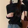 Camisa de terciopelo de doble cara con cuello alto y medio para mujer, ropa interior de estilo occidental para otoño e invierno, corte entallado, cuello medio adelgazante, camiseta cepillada gruesa de primavera