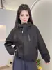 2675 Chaqueta Corta con Capucha para Mujer 2026 Otoño Petite Estilo Coreano Holgada Casual Versátil Chaqueta Top de Principios de Otoño
