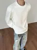 Sudadera deconstruida estilo americano con patchwork, peso pesado, corte limpio, moderna, holgada, de manga larga, versátil, casual, top de color liso