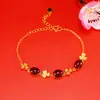 Pulseira de imitação de luxo leve em ouro 18K com gema, joias da moda para meninas, joias simples de ouro com areia viva, fabricantes, atacado