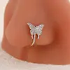 Piercing de Nariz de Cobre com Diamante Europeu e Americano Cruzado Argola de Nariz Borboleta Clipe de Nariz Não Perfurante em U Joia Personalidade da Moda Piercing de Nariz