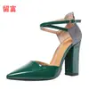 Nuevos europeos y americanos en stock punta fina moda comercio exterior talla grande tacón alto zapatos de mujer hebilla moda mujer zapatos de vestir