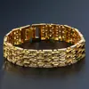 Joyería Chapada en Oro de 15 mm, Pulsera Dorada para Hombre de Color Duradero, Latón Chapado en Oro Real, Pulsera con Cierre de Reloj Chapada en Oro