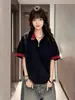 Camiseta de Verano de Manga Corta para Hombre de Alta Calidad Directa de Fábrica con Bloques de Color, Media Cremallera, Cuello Alto, Estilo Americano
