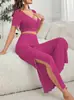 2025 Pijama Nova para Casa Roupa Feminina Conjunto Sofisticado Doce Laço Modelagem Slim Calças com Fenda Roupa de Casa