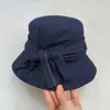 Chapéu de Balde Elegante com Laço Mistura de Algodão e Linho Feminino Outono Retrô Versátil Chapéu Bacia Roupa de Proteção Solar para Férias Viagem