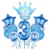 Set de Globos Digitales de Corona Transfronterizos en Varias Formas para Decoración Temática de Fiesta de Primer Cumpleaños Infantil Globos de Papel de Aluminio