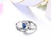 Anel de casamento de diamante prismático de safira novo transfronteiriço mais vendido moda europeia e americana anel de casal masculino e feminino