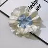 Scrunchie Azul Listrado de Cetim Estilo Francês Feminino para Ballet Elástico Elegante para Cabelo Corda para Coque Flor de Cabelo