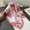 Pañuelo Cuadrado Estampado de Seda Sintética Bloque de Color Macaron, Chal, Bufanda de Cuello, Pañuelo de Cuello de Gama Alta, Pañuelo para la Cabeza, Pañuelo de Seda, Bufanda