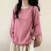 Camisa Verde Fina de Algodón Lino Hombro Caído para Mujer 2026 Verano Nuevo Tallas Grandes Mujeres Gorditas Ropa Exterior Cárdigan Estilo Zen Top