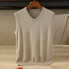 Suéter colete transfronteiriço colete masculino gola V solto cor sólida colete camisa de base estilo coreano malha tamanho grande top masculino