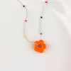¡Flores Arcoíris! Collar de Flor con Perlas de Color Dopamina para Mujer, Cadena para Clavícula con Diseño Fresco y Dulce Estilo Ins