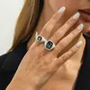 Joyería Transfronteriza Europea y Americana Ins Moda Anillo de Diamante Negro Acrílico Anillos Cuadrados Metálicos Geométricos Apilables Anillos