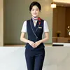 Trajes profesionales de primavera y otoño para mujer, chalecos de trabajo, uniformes para recepcionistas de hotel, ropa de trabajo para entrevistas de azafatas, uniformes de azafata