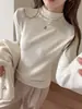 Nuevo Top Básico de Terciopelo de Manga Larga y Cuello Medio Alto para Mujer Otoño e Invierno, Sensación de Alta Gama, Elegante, Sencillo, Ropa Interior, Top Exterior Cepillado