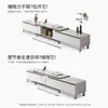 Mueble de TV moderno y sencillo para salas de estar pequeñas, mueble de TV para uso doméstico con panel de roca, mueble de pie, combinación de mesa de centro y mueble de TV