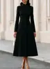 Vestido abrigo trench de estilo francés de otoño/invierno 2026 con cuello mao, de un solo pecho, entallado en la cintura, línea A con bajo amplio, elegante ropa para mujer