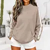 Moletom feminino listrado de gola alta, novo para outono/inverno, estilo casual esportivo, corte solto, disponível em várias cores, blusa feminina de manga longa, transfronteiriço europeu e americano