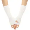 Luvas de Tricô Listradas Longas de 30cm para Outono e Inverno Feminino, Quentes e à Prova de Frio, Mangas sem Dedos Modernas e Personalizadas