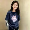 Nueva camiseta de algodón puro de manga larga para niñas de primavera y otoño, elegante conjunto de dos piezas estilo coreano para niños mayores
