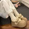 2026 Venta Caliente Otoño/Invierno Felpa Engrosada Forrada Suela Gruesa Zapatos Birkenstock Retro Exteriores Antideslizantes Cálidos Zapatos de Algodón con Lazo