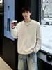 Retro Americano Gris Parche Base Capa Hombre Peso Pesado Talla Grande Hombro Normal Manga Larga Camiseta Sudadera Holgada Base Capa