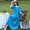 2026 Nueva Bata de Noche Estilo Chino para Mujer, Verano Algodón Seda Vintage Manga Media Vestido para Casa, Talla Grande Holgado Vestido para Mamá