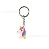 Chaveiro Pingente Desenho Animado Unicórnio PVC Borracha Macia Pequeno Presente Fofo Lembrança Chaveiro Pingente para Bebê